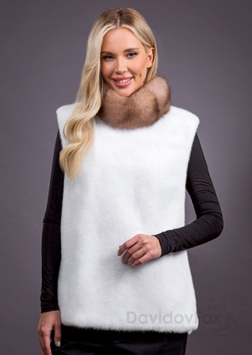 Манишка жилет белый норка соболь